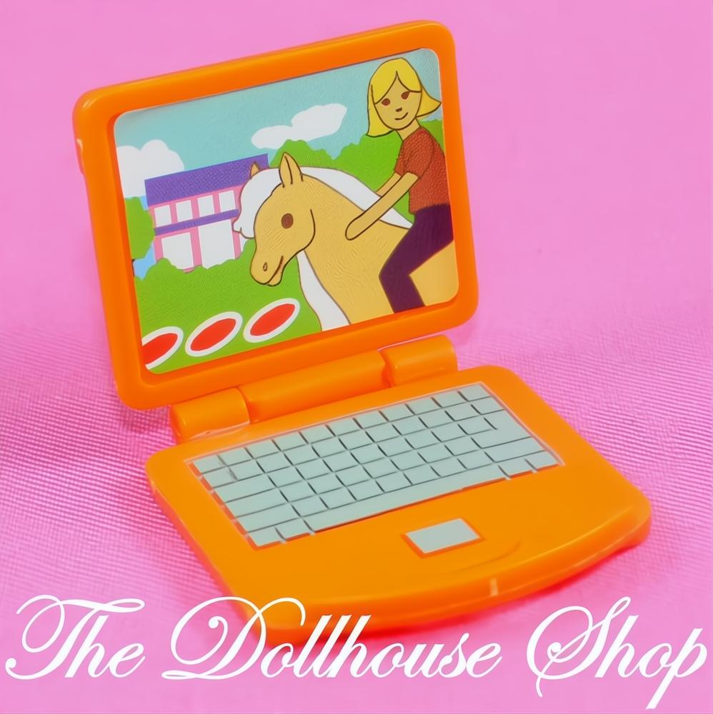 Fisher-Price Loving Family Dollhouse Orange Laptop Office Computer-The Dollhouse Shop