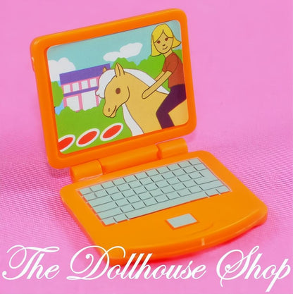 Fisher-Price Loving Family Dollhouse Orange Laptop Office Computer-The Dollhouse Shop