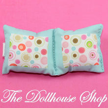 Fisher-Price Loving Family Dollhouse Parents Bed Blue Double Bed Pillow-The Dollhouse Shop