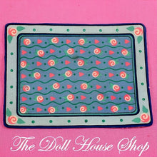 Fisher-Price Loving Family Dollhouse Parents Bedroom Blue Floral Floor Rug-The Dollhouse Shop