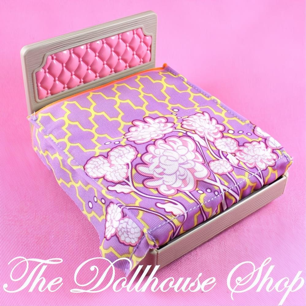Fisher-Price Loving Family Dollhouse Parent's Bedroom Pink Floral Bed-The Dollhouse Shop