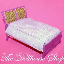 Fisher-Price Loving Family Dollhouse Parents Bedroom Purple Bed w/ sheet-The Dollhouse Shop