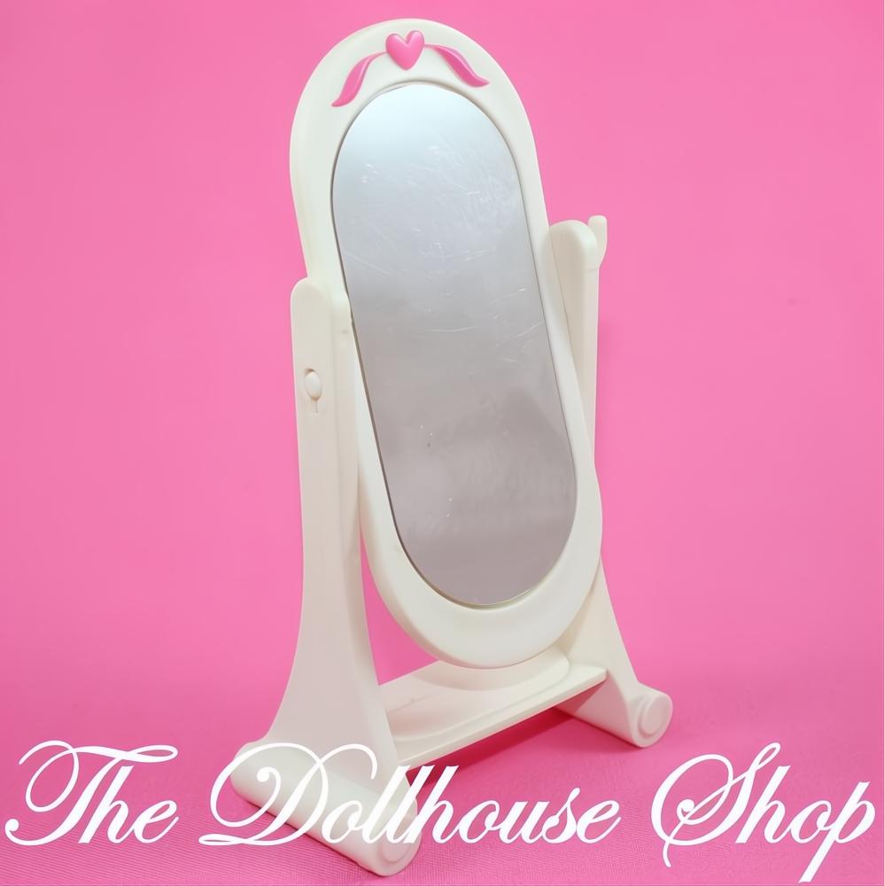 Fisher-Price Loving Family Dollhouse Parents Bedroom White Cheval Mirror-The Dollhouse Shop
