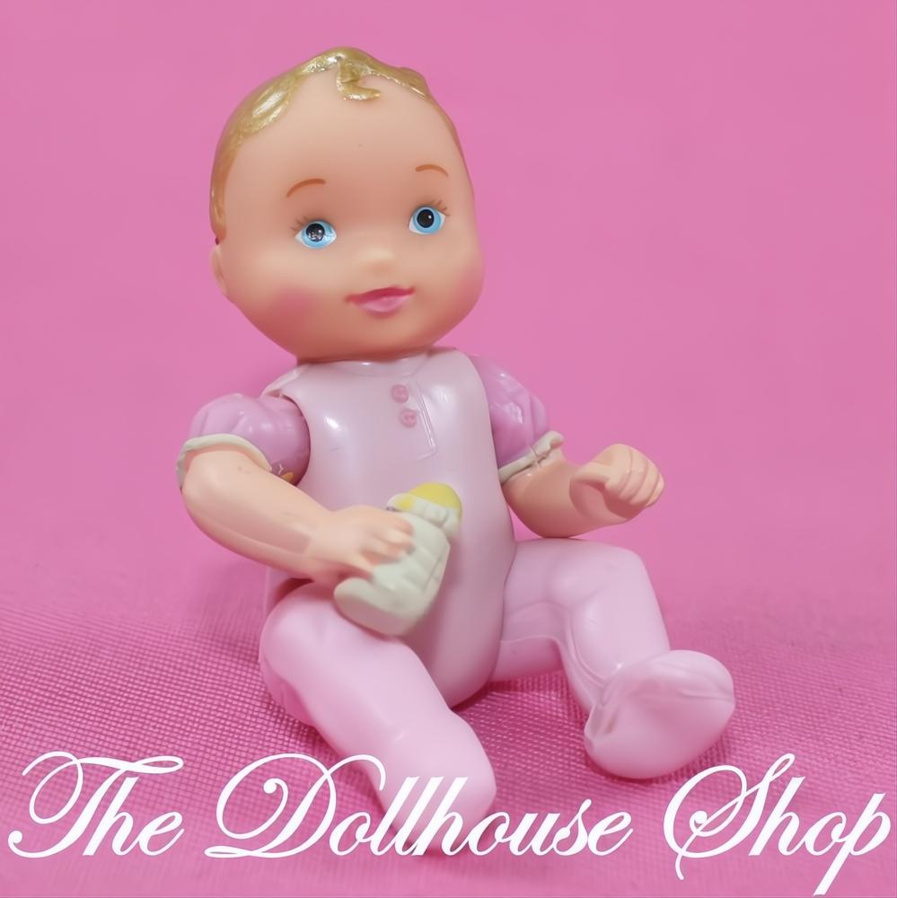 Fisher-Price Loving Family Dollhouse People Twin Pink Baby Girl Doll Bottle-The Dollhouse Shop