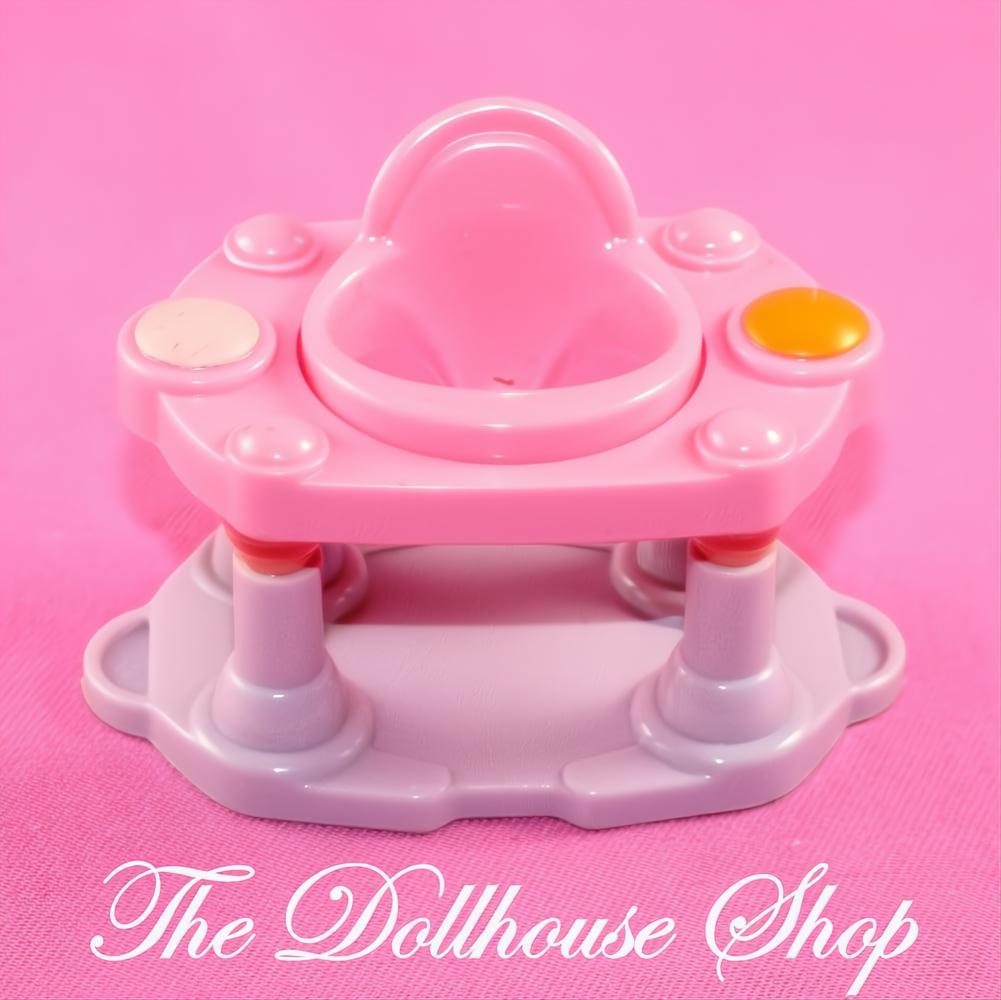 Fisher-Price Loving Family Dollhouse Pink Baby Doll Exersaucer Nursery Walker-The Dollhouse Shop