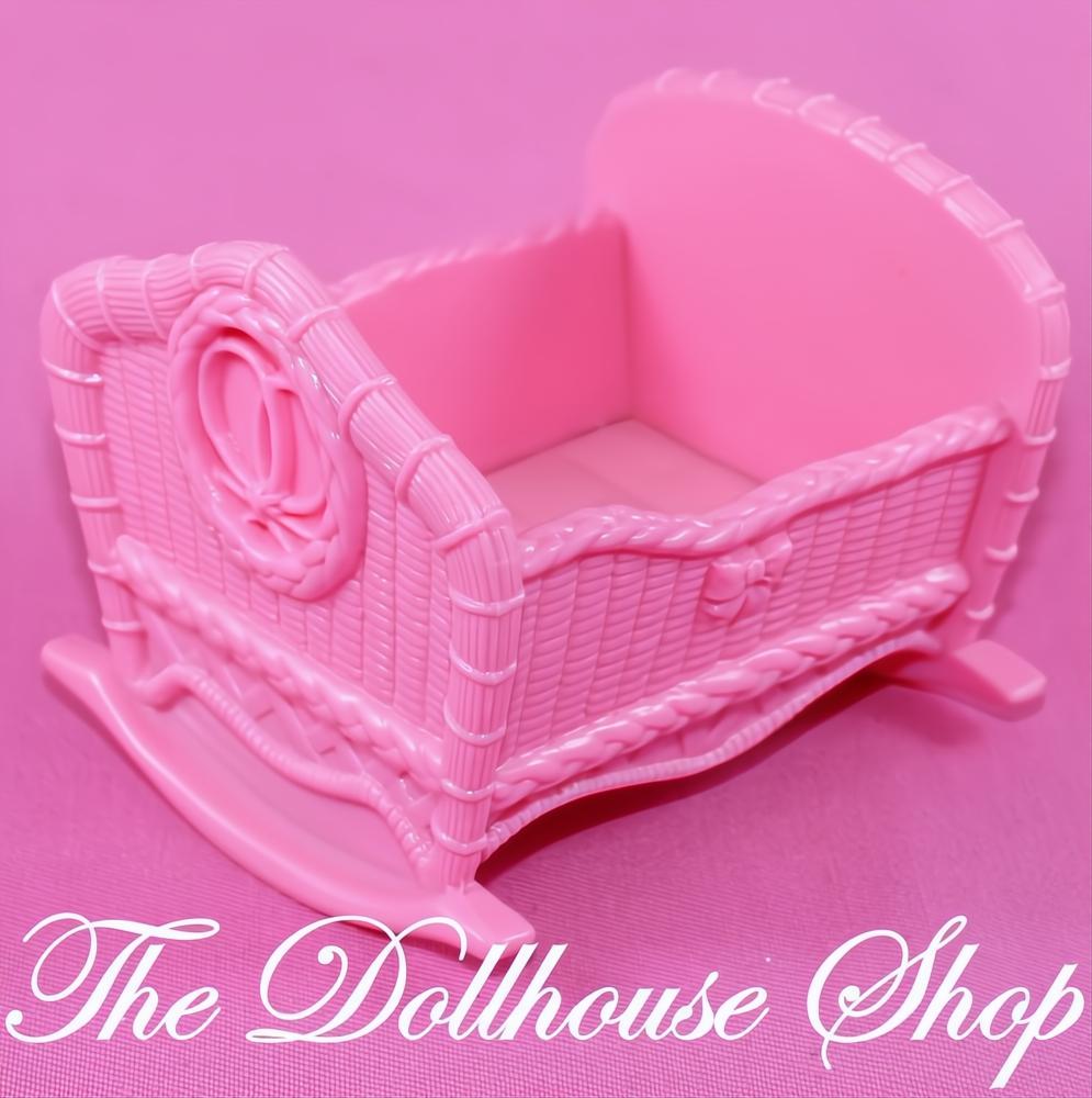 Fisher-Price Loving Family Dollhouse Pink Baby Girl Doll Crib Cradle Nursery-The Dollhouse Shop