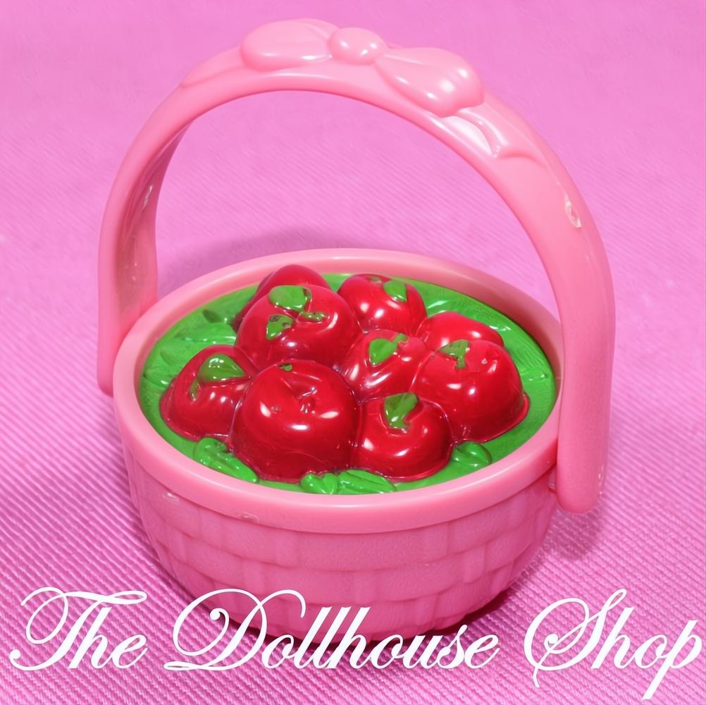 Fisher-Price Loving Family Dollhouse Pink Basket Apples Kitchen Food Horse-The Dollhouse Shop