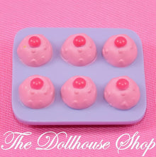 Fisher-Price Loving Family Dollhouse Pink Cupcakes Muffin Food Purple Tray-The Dollhouse Shop