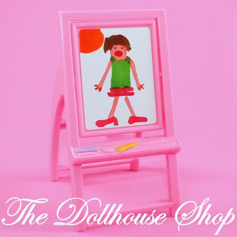 Fisher-Price Loving Family Dollhouse Pink Flip Art Easel Chalk Board-The Dollhouse Shop