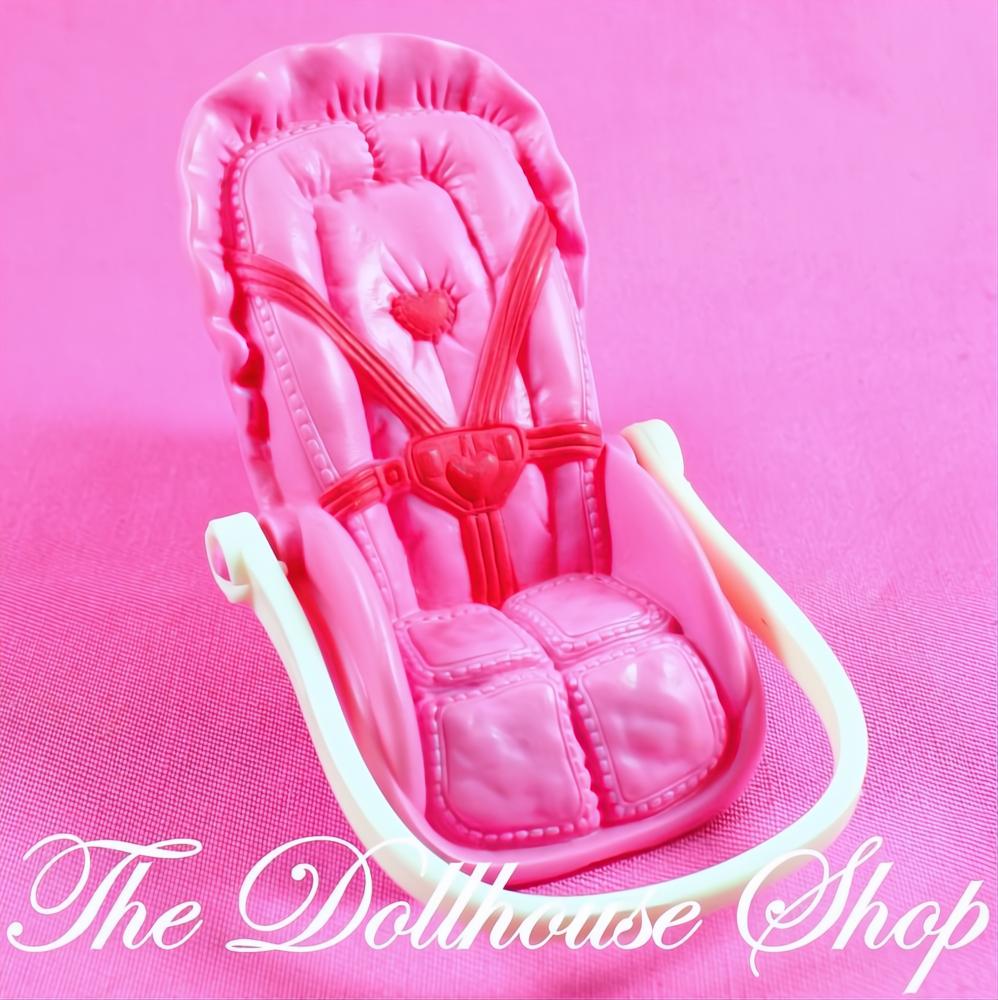 Fisher-Price Loving Family Dollhouse Pink Girl Car Seat Baby Carrier Nursery-The Dollhouse Shop