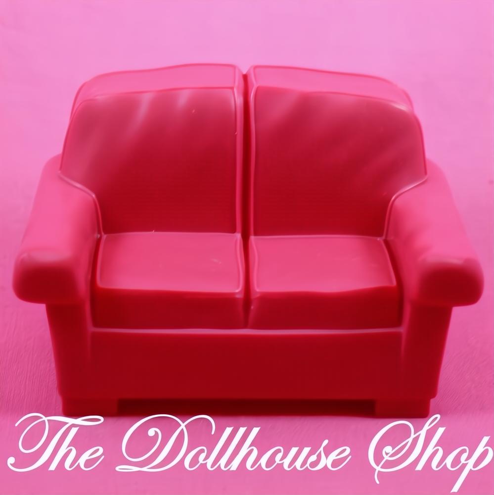 Fisher-Price Loving Family Dollhouse Pink Loveseat Sofa Couch Lounge-The Dollhouse Shop