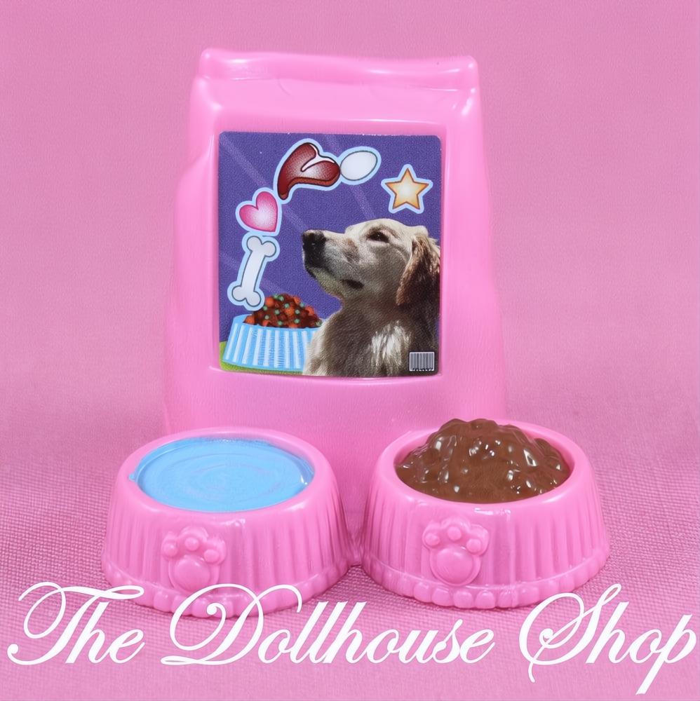 Fisher Price Loving Family Dollhouse Pink Pet Cat Dog Food Water Bowl-The Dollhouse Shop