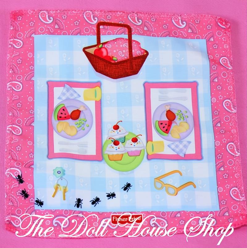 Fisher-Price Loving Family Dollhouse Pink Picnic Blanket Rug Camping-The Dollhouse Shop