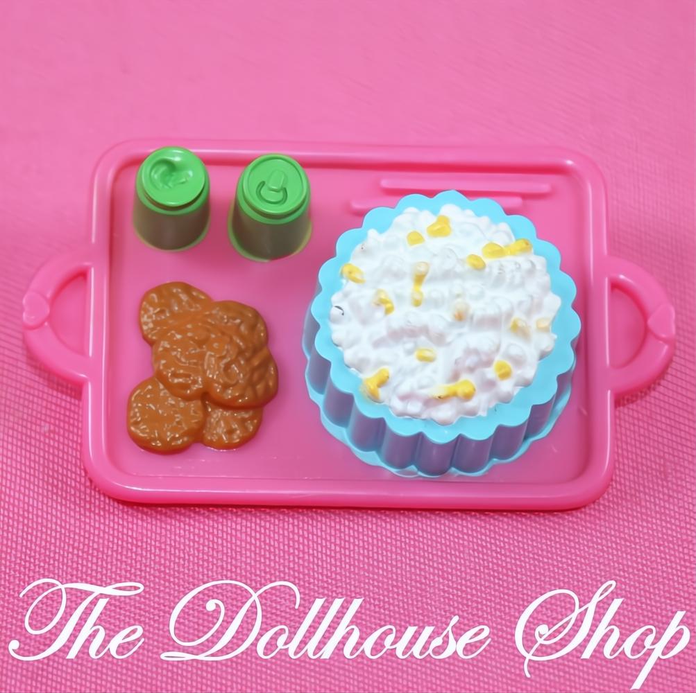 Fisher-Price Loving Family Dollhouse Pink Popcorn Soda Cookies Food Tray-The Dollhouse Shop