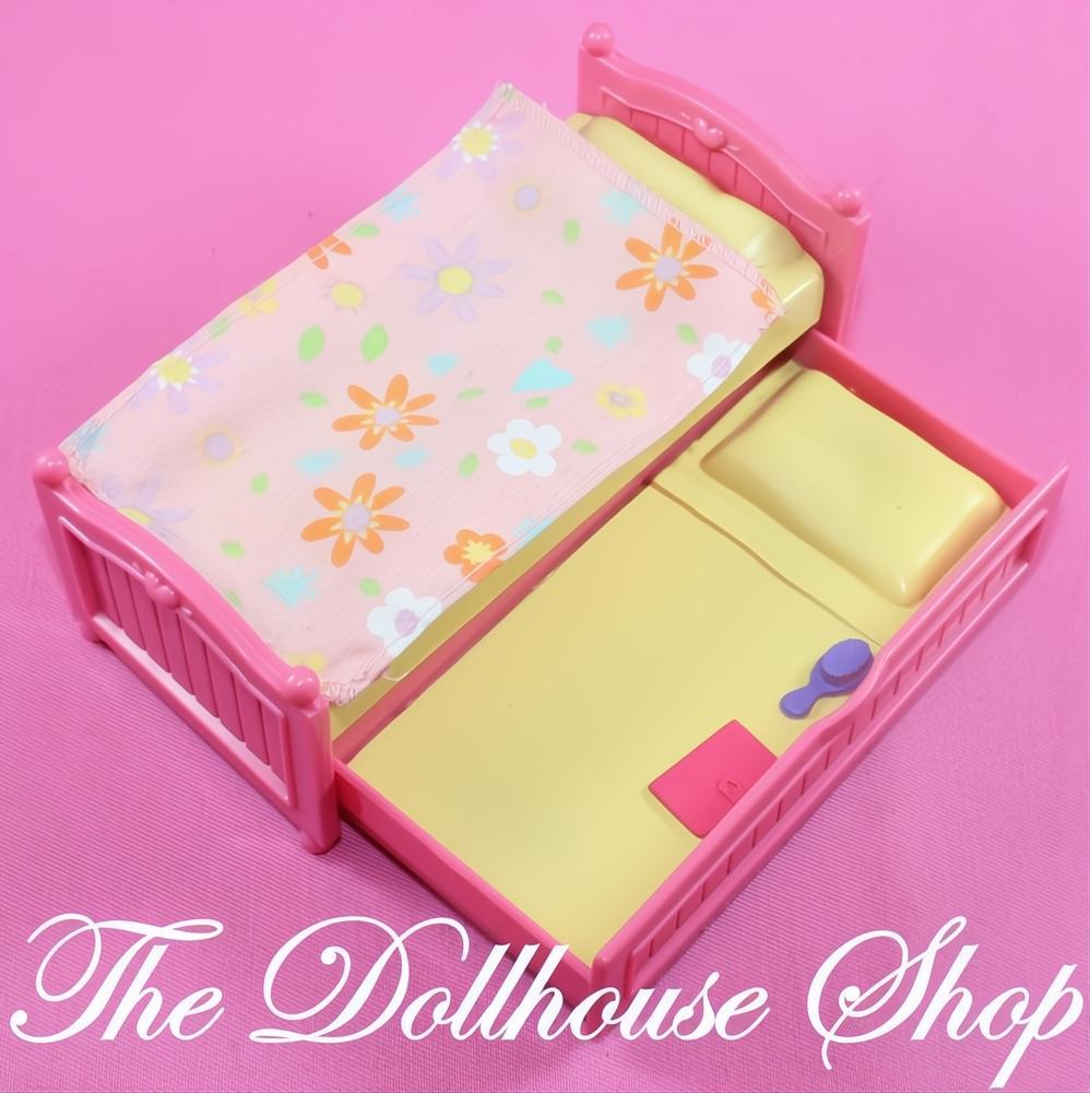Fisher Price Loving Family Dollhouse Pink Twin Single Trundle Bed Kids Bedroom-The Dollhouse Shop