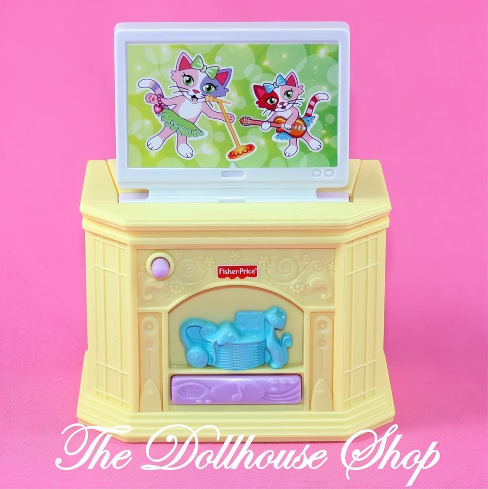 Fisher-Price Loving Family Dollhouse Pop Up Yellow TV Television Sounds-The Dollhouse Shop
