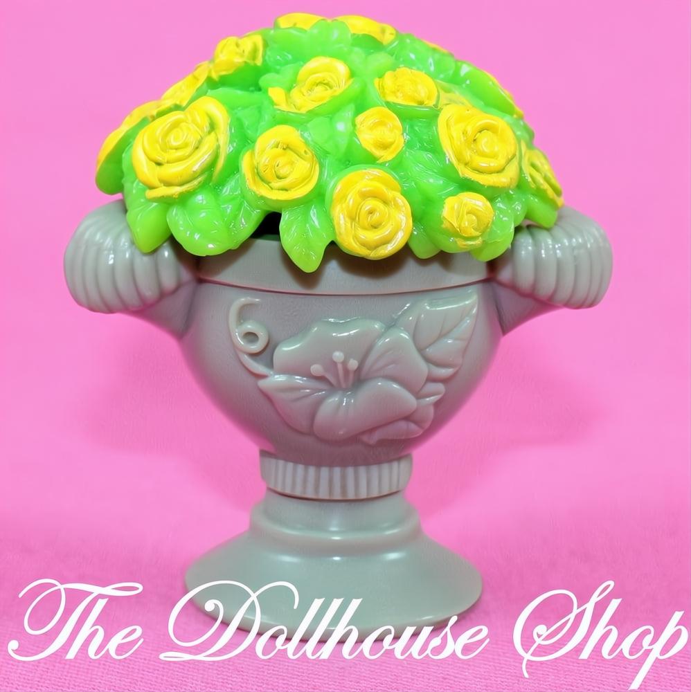 Fisher-Price Loving Family Dollhouse Potted Plant Flowers Gray Vase-The Dollhouse Shop