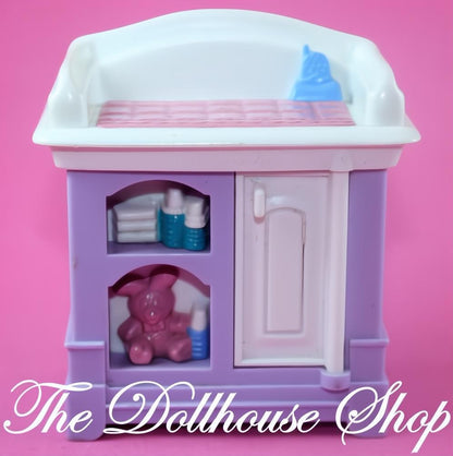 Fisher-Price Loving Family Dollhouse Purple Baby Doll Changing Table Nursery-The Dollhouse Shop