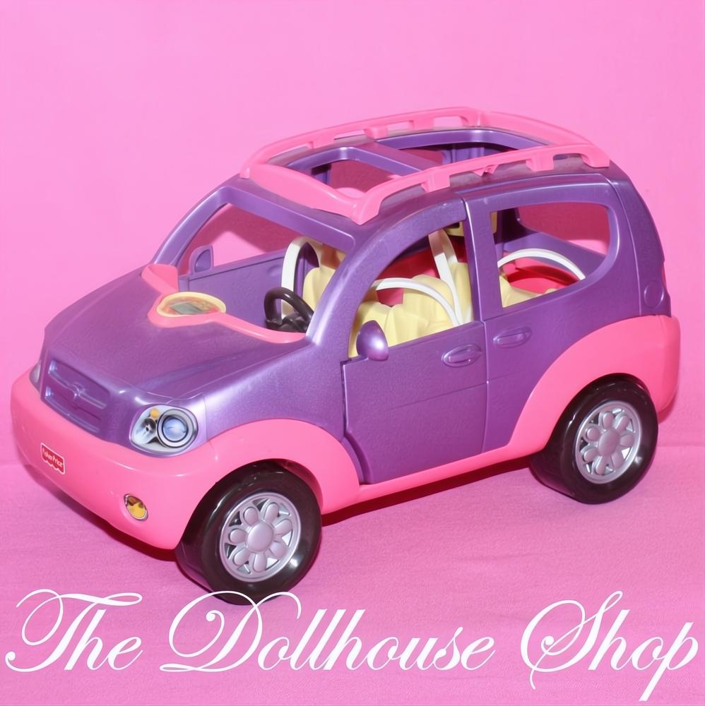 Fisher price Loving Family Dollhouse Purple Musical Minivan Van SUV Doll Car-The Dollhouse Shop