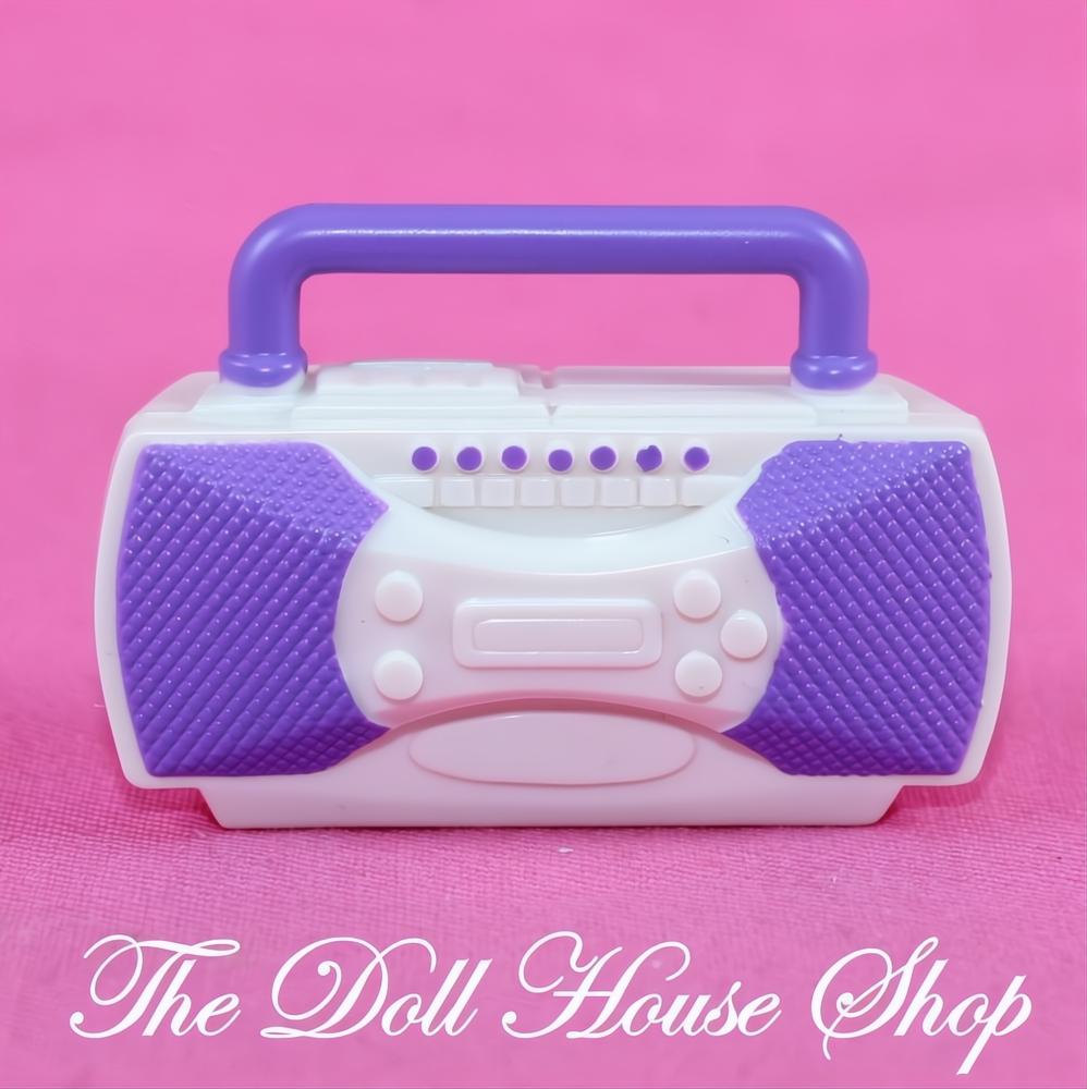 Fisher-Price Loving Family Dollhouse Purple white Stereo Radio Boom Box-The Dollhouse Shop