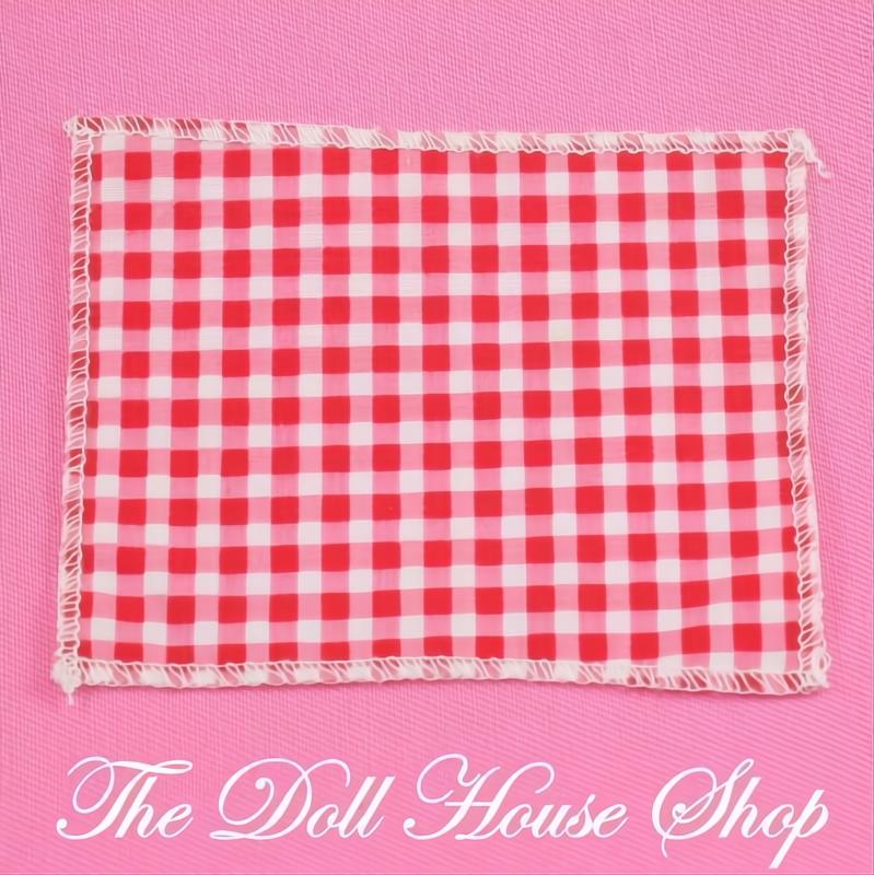 Fisher Price Loving Family Dollhouse Red White Doll Picnic Blanket Rug-The Dollhouse Shop
