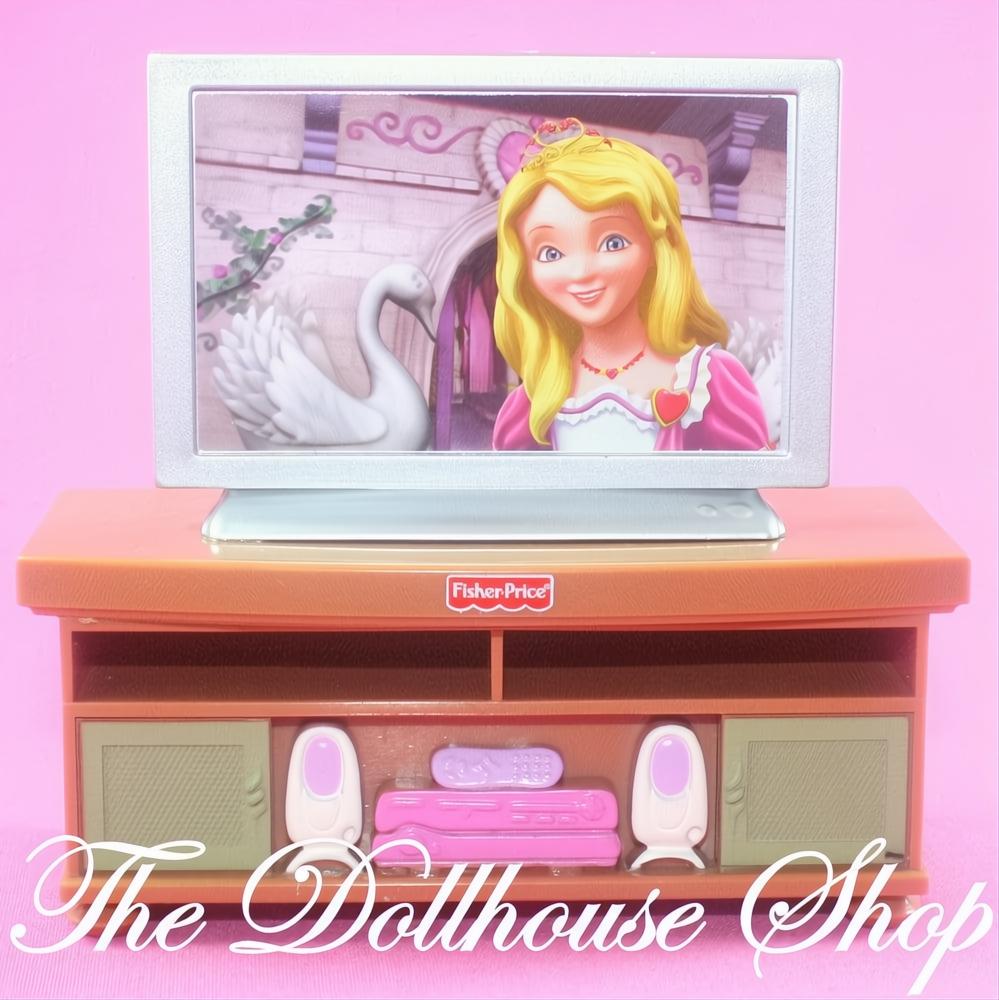 Fisher-Price Loving Family Dollhouse Silver Flatscreen TV Television-The Dollhouse Shop
