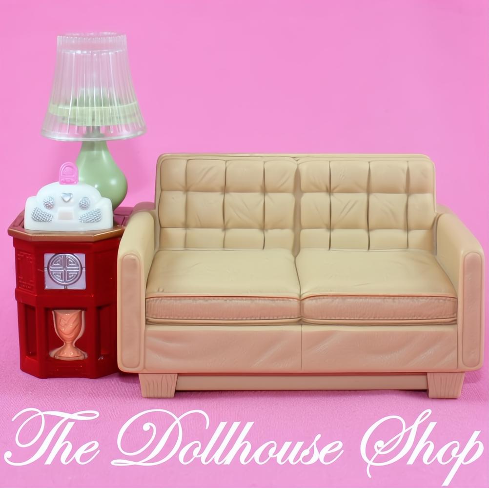 Fisher-Price Loving Family Dollhouse Sofa Radio Lamp Light Music Table-The Dollhouse Shop