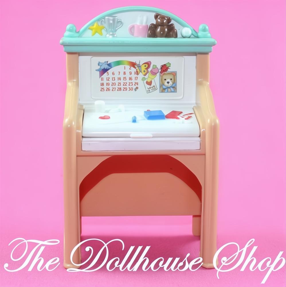 Fisher-Price Loving Family Dollhouse Tan Art School Desk Kids Bedroom-The Dollhouse Shop