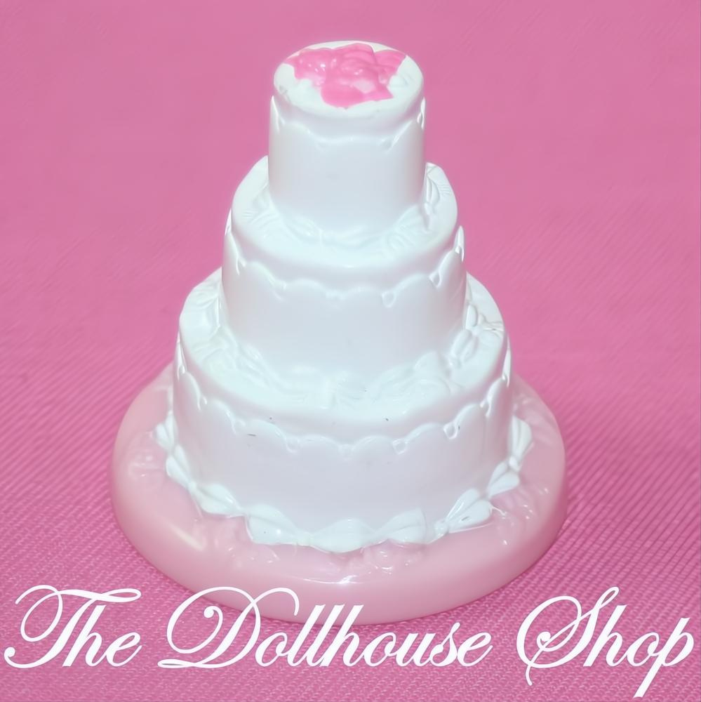 Fisher-Price Loving Family Dollhouse White 3 Tier Wedding Cake Food-The Dollhouse Shop