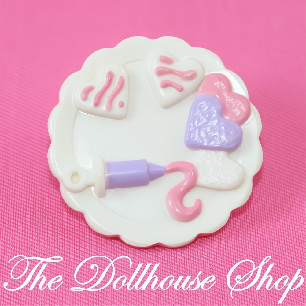 Fisher-Price Loving Family Dollhouse White Valentines Day Cookie Food Plate-The Dollhouse Shop