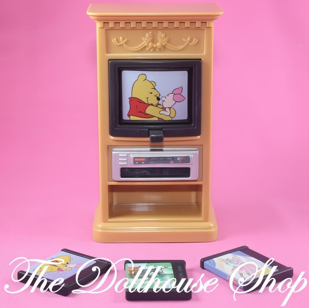 Fisher-Price Loving Family Dollhouse Winnie Pooh Flip TV Television 3 Videos-The Dollhouse Shop