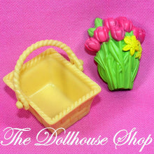 Fisher-Price Loving Family Dollhouse Yellow Basket with Tulips Flowers-The Dollhouse Shop