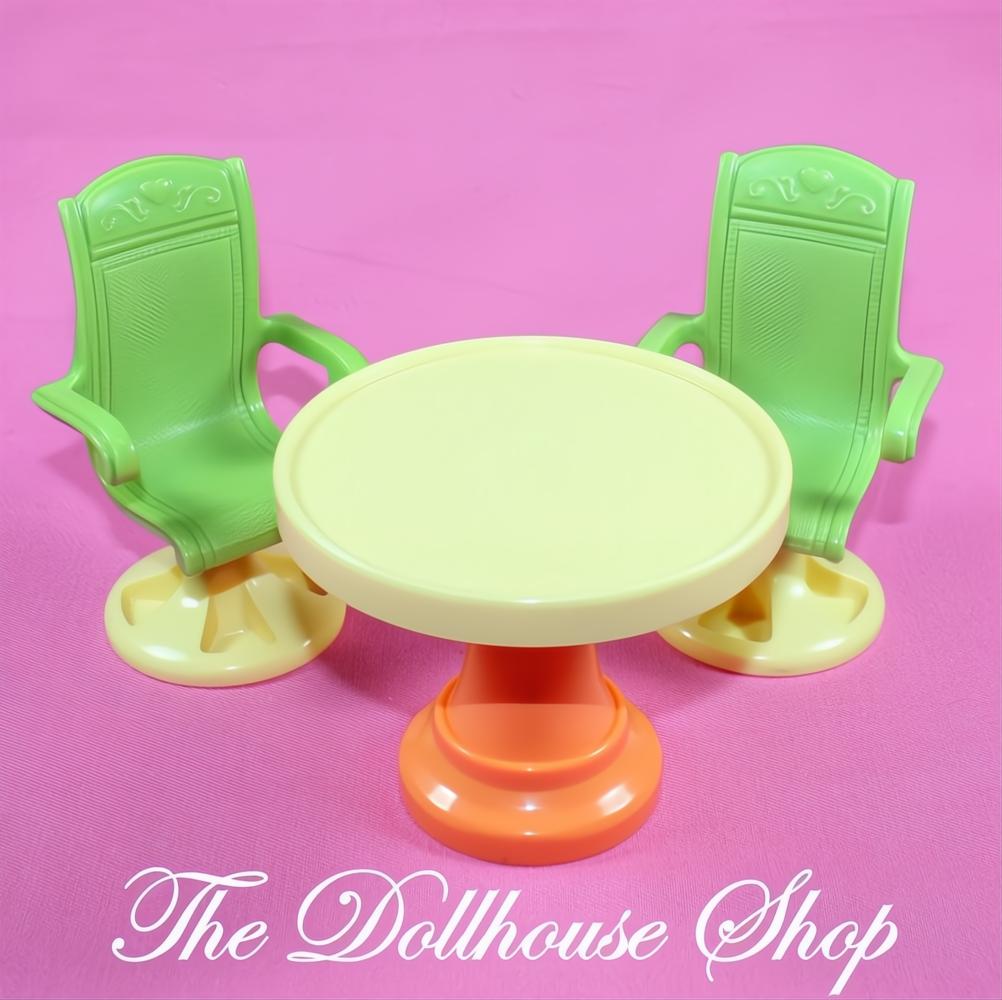 Fisher Price-Loving Family Dollhouse Yellow Cabana Table 2 Chairs-The Dollhouse Shop