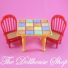 Fisher-Price Loving Family Dollhouse Yellow Dining Table Red Chairs-The Dollhouse Shop
