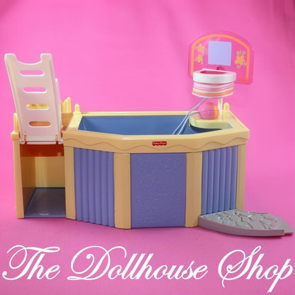 Fisher-Price Loving Family Dollhouse Yellow Swimming Pool Basketball Hoop-The Dollhouse Shop