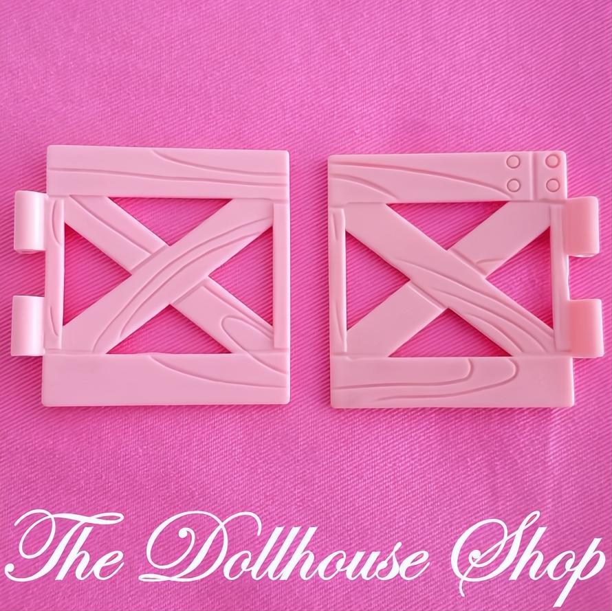 Fisher Price Loving Family Dream Dollhouse 2 Pink Horse Pony Stable Gates Fences-The Dollhouse Shop