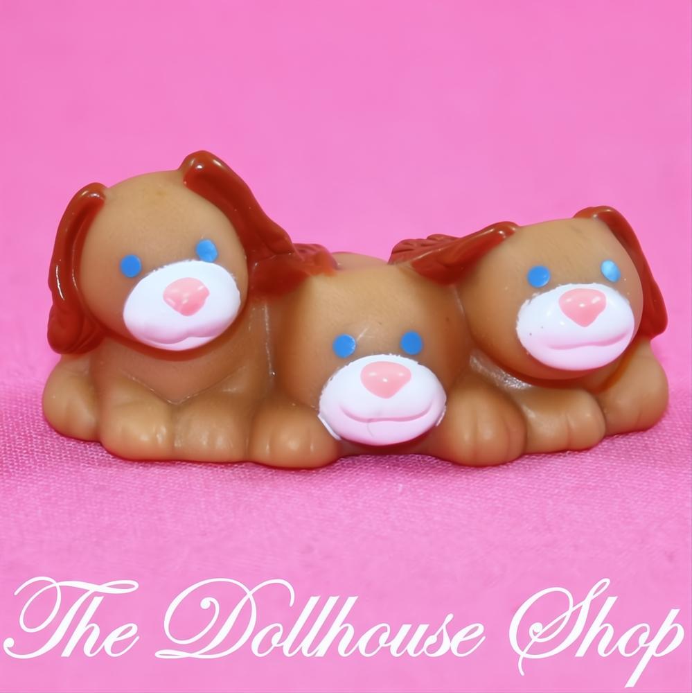 Fisher-Price Loving Family Dream Dollhouse 3 Brown Pet Puppy Dog Puppies-The Dollhouse Shop