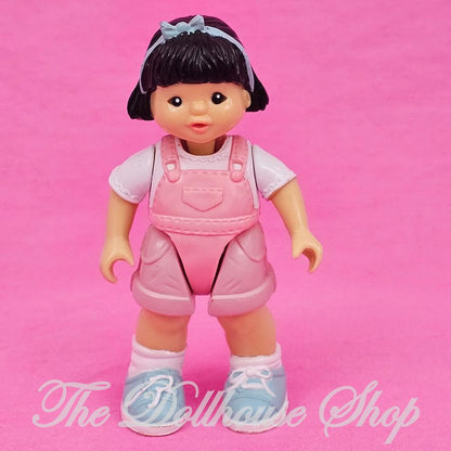Fisher Price Loving Family Dream Dollhouse Asian Girl Doll Pink Overalls-The Dollhouse Shop