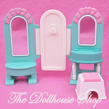 Fisher Price Loving Family Dream Dollhouse Bedroom Teal Green Vanity Dresser Mirror-The Dollhouse Shop