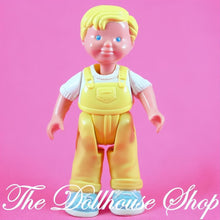 Fisher-Price Loving Family Dream Dollhouse Blonde Boy Yellow Overalls-The Dollhouse Shop