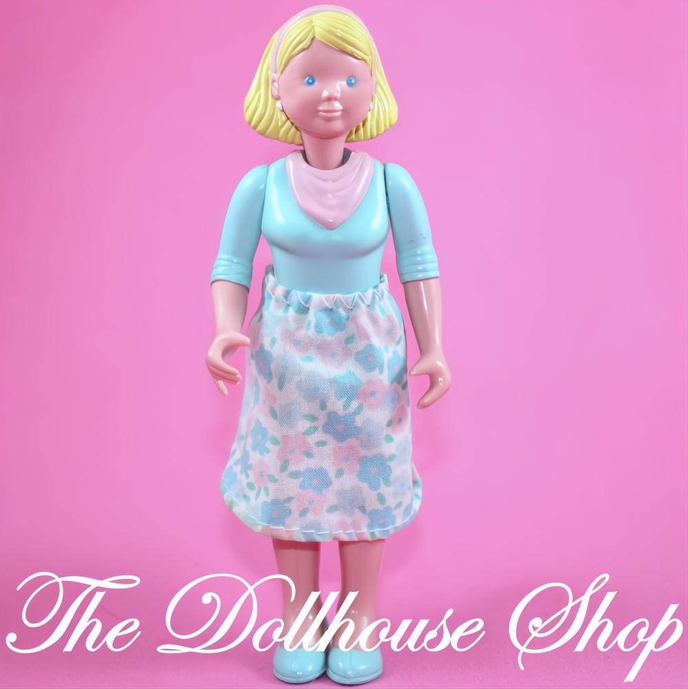 Fisher-Price Loving Family Dream Dollhouse Blonde Mom doll floral skirt-The Dollhouse Shop
