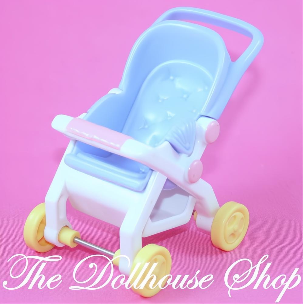 Fisher-Price Loving Family Dream Dollhouse Blue Baby Doll Stroller-The Dollhouse Shop
