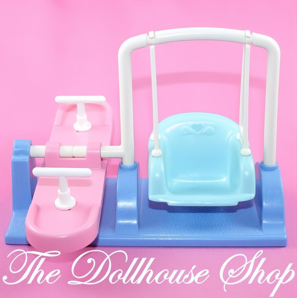 Fisher-Price Loving Family Dream Dollhouse Blue Swing Teeter Totter Seesaw-The Dollhouse Shop
