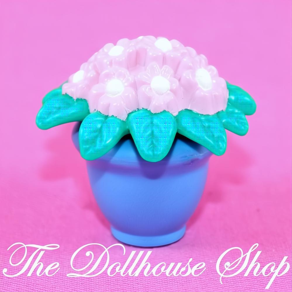 Fisher-Price Loving Family Dream Dollhouse Blue Vase Flowers Potted Plant-The Dollhouse Shop