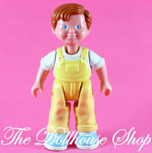 Fisher-Price Loving Family Dream Dollhouse Brunette Boy Yellow Overalls-The Dollhouse Shop