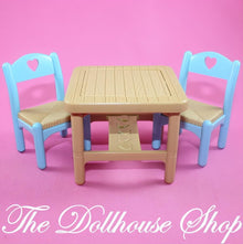 Fisher-Price Loving Family Dream Dollhouse Dining Table 2 Blue Chairs Flips-The Dollhouse Shop
