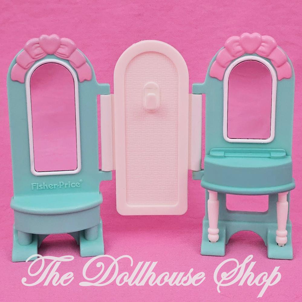 Fisher-Price Loving Family Dream Dollhouse Green Vanity Dresser Mirror-The Dollhouse Shop