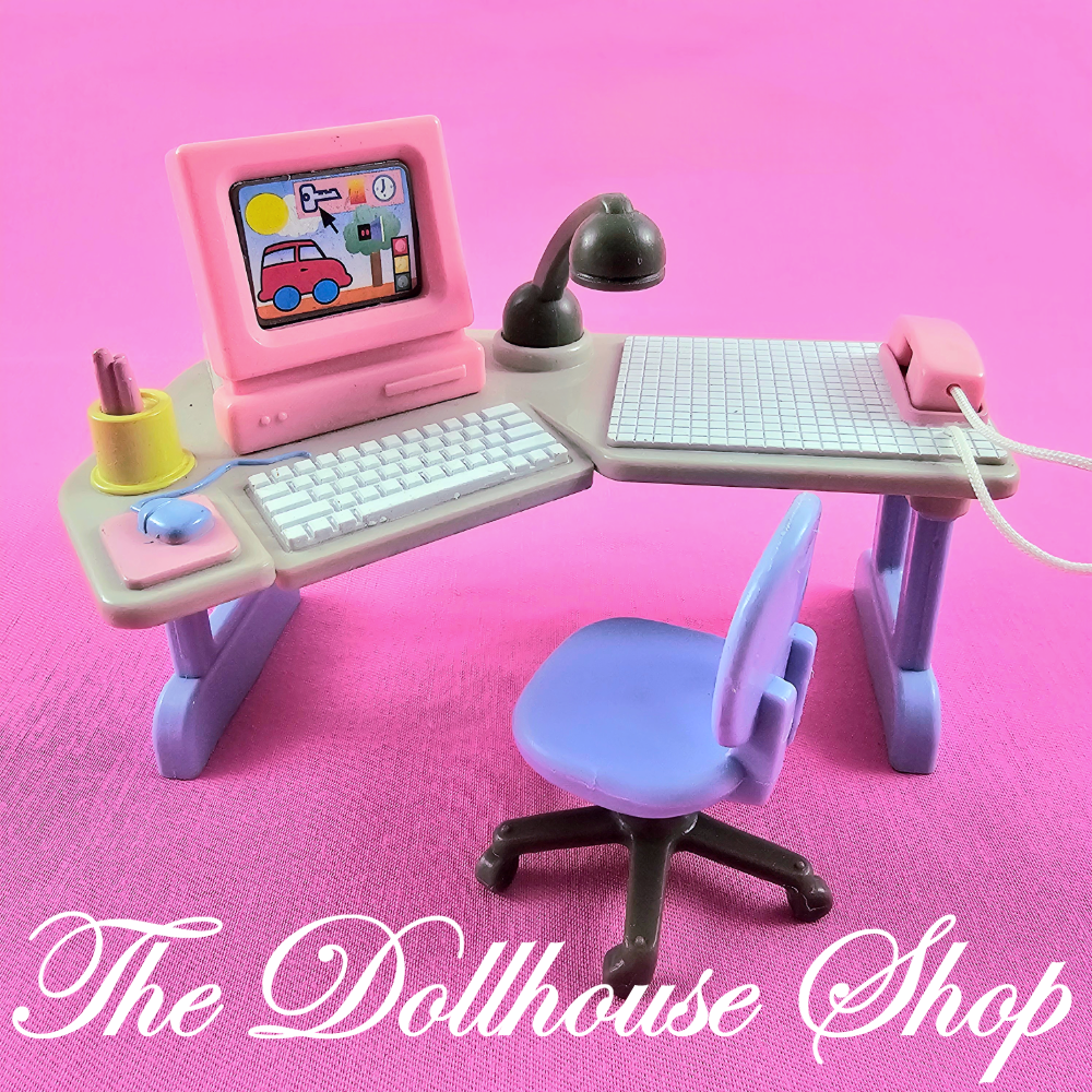 Fisher-Price Loving Family Dream Dollhouse Home Office Desk & Chair-The Dollhouse Shop