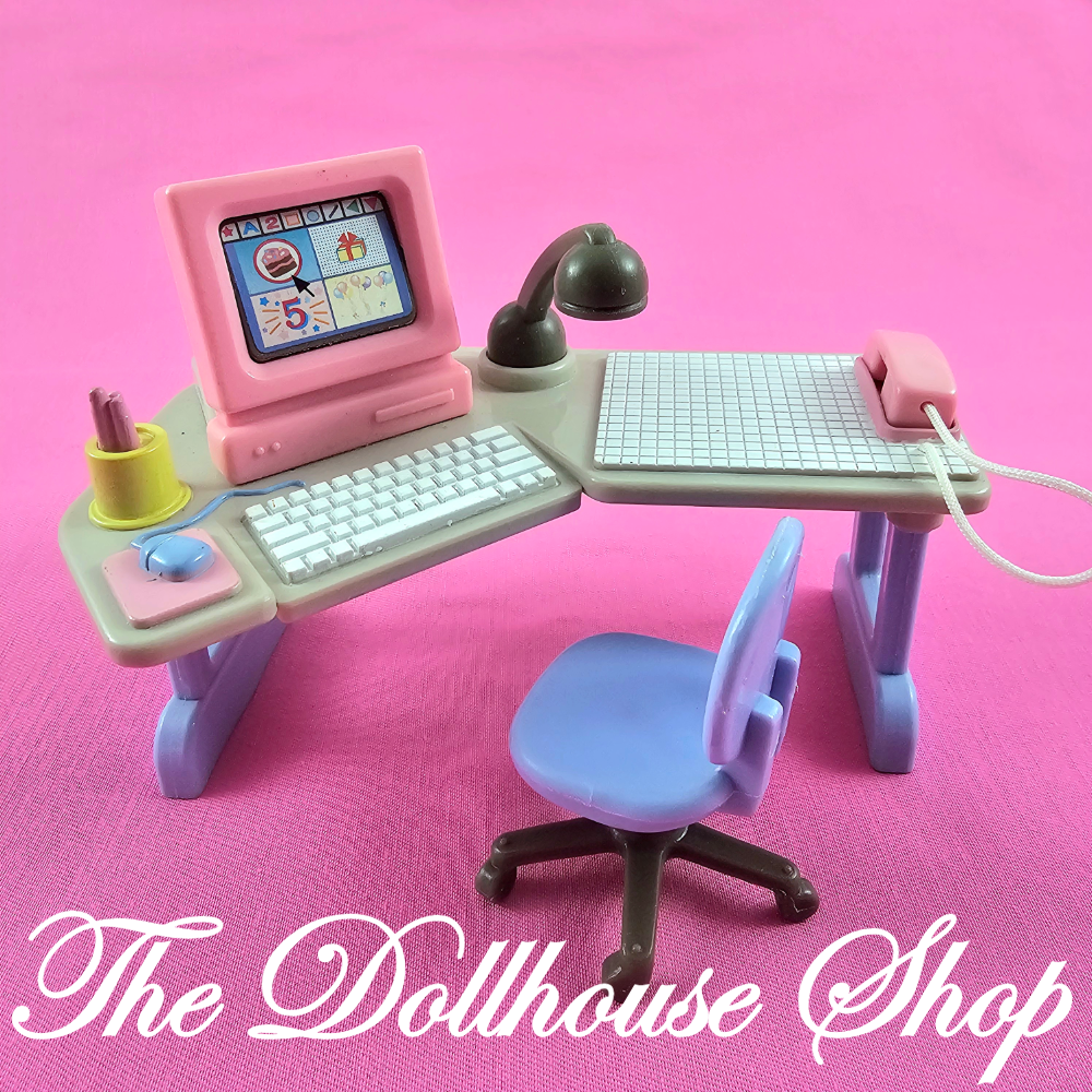 Fisher-Price Loving Family Dream Dollhouse Home Office Desk & Chair-The Dollhouse Shop