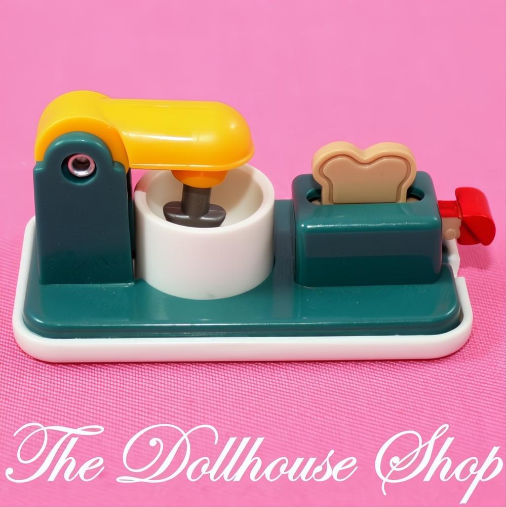 Fisher-Price Loving Family Dream Dollhouse Kitchen Green Mixer Toaster Food-The Dollhouse Shop